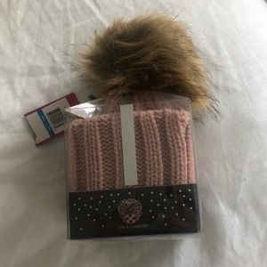 Vince Camuto pink Pom Pom Beanie Hat